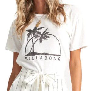 Unopened Billabong Palm Horizon White Logo Tee, Women's Large